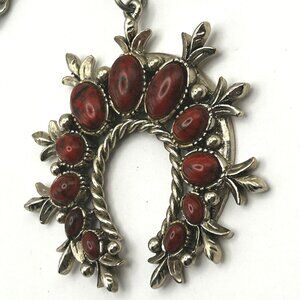 Vintage ART Arthur Pepper Faux Coral Squash Blossom Pendant Necklace
